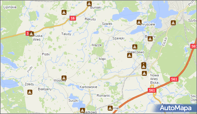 mapa Mąki, Mąki na mapie Targeo