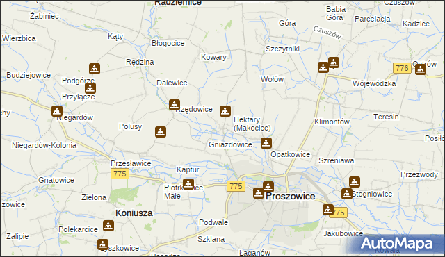 mapa Makocice, Makocice na mapie Targeo