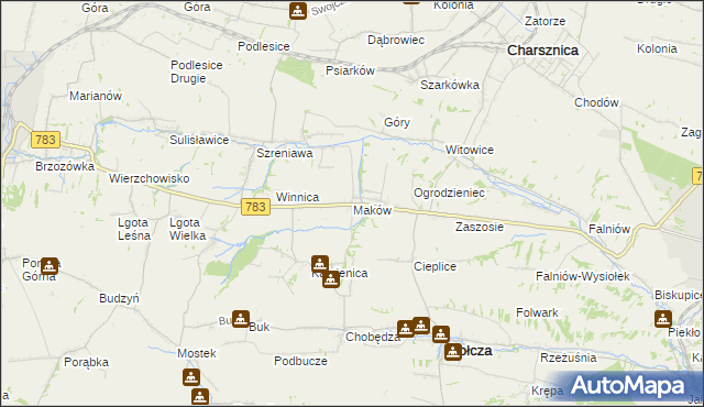 mapa Maków gmina Gołcza, Maków gmina Gołcza na mapie Targeo