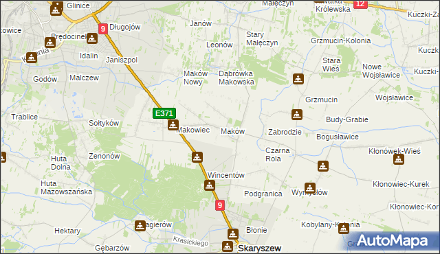 mapa Maków gmina Skaryszew, Maków gmina Skaryszew na mapie Targeo