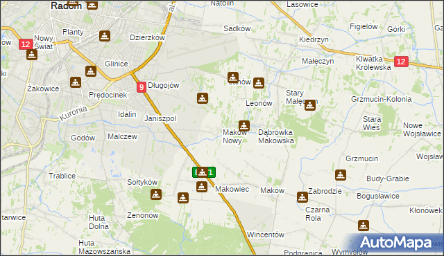 mapa Maków Nowy, Maków Nowy na mapie Targeo