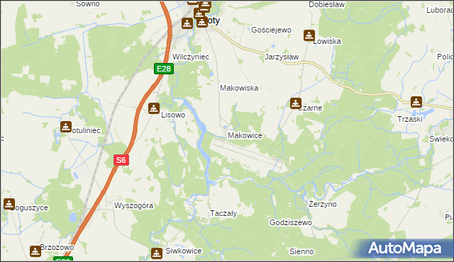 mapa Makowice gmina Płoty, Makowice gmina Płoty na mapie Targeo