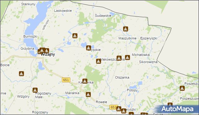 mapa Makowszczyzna gmina Wiżajny, Makowszczyzna gmina Wiżajny na mapie Targeo