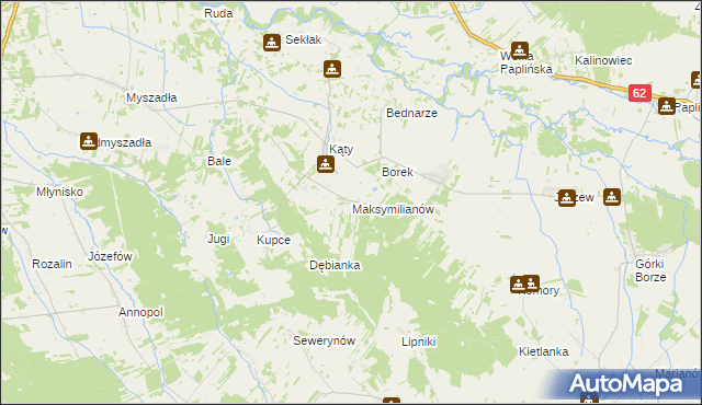 mapa Maksymilianów gmina Korytnica, Maksymilianów gmina Korytnica na mapie Targeo