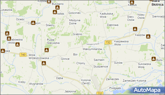 mapa Maksymilianów gmina Przytyk, Maksymilianów gmina Przytyk na mapie Targeo