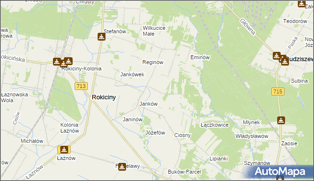 mapa Maksymilianów gmina Rokiciny, Maksymilianów gmina Rokiciny na mapie Targeo
