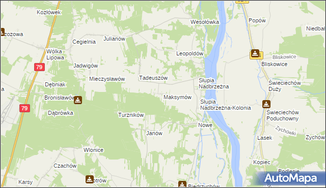 mapa Maksymów gmina Tarłów, Maksymów gmina Tarłów na mapie Targeo