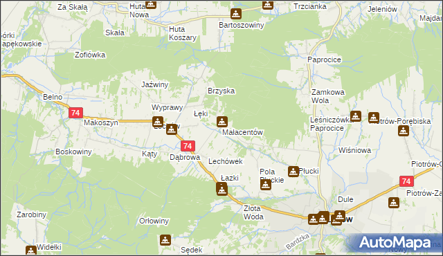 mapa Małacentów, Małacentów na mapie Targeo