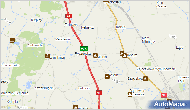 mapa Malenin gmina Tczew, Malenin gmina Tczew na mapie Targeo