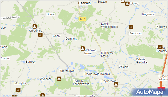 mapa Malinowo Nowe, Malinowo Nowe na mapie Targeo