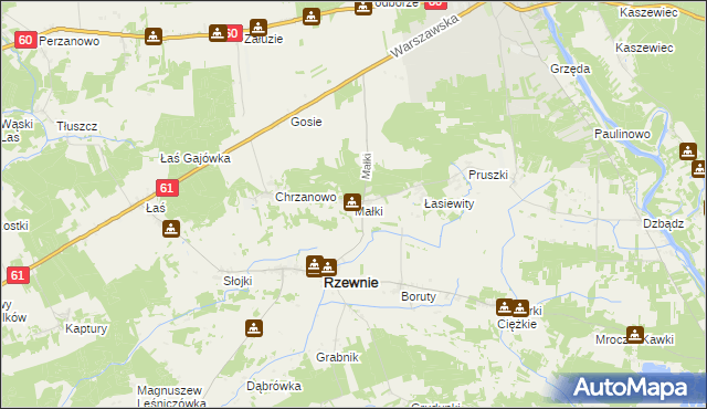 mapa Małki gmina Rzewnie, Małki gmina Rzewnie na mapie Targeo