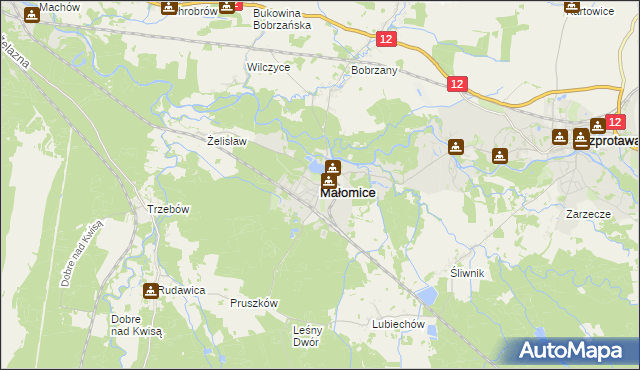 mapa Małomice, Małomice na mapie Targeo