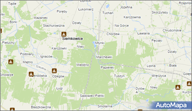 mapa Marchewki gmina Siemkowice, Marchewki gmina Siemkowice na mapie Targeo