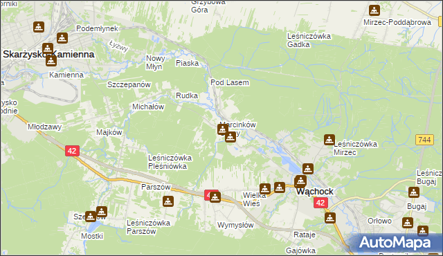 mapa Marcinków gmina Wąchock, Marcinków gmina Wąchock na mapie Targeo