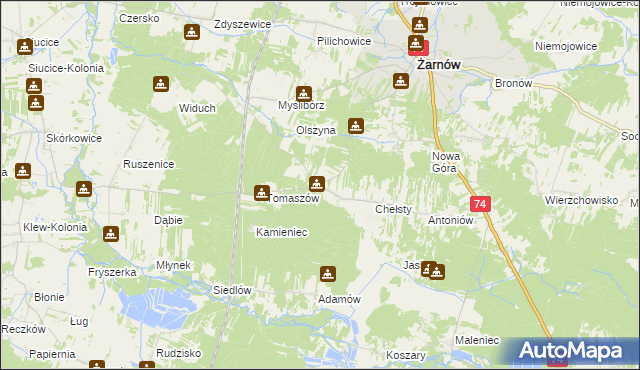 mapa Marcinków gmina Żarnów, Marcinków gmina Żarnów na mapie Targeo