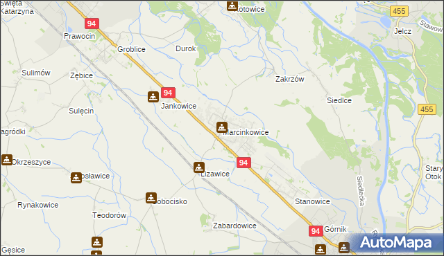 mapa Marcinkowice gmina Oława, Marcinkowice gmina Oława na mapie Targeo