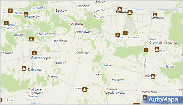 mapa Marcinów gmina Sulmierzyce, Marcinów gmina Sulmierzyce na mapie Targeo