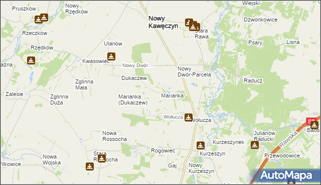 mapa Marianka gmina Nowy Kawęczyn, Marianka gmina Nowy Kawęczyn na mapie Targeo