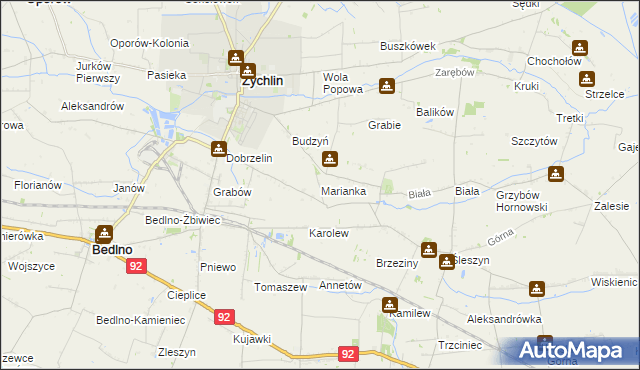 mapa Marianka gmina Żychlin, Marianka gmina Żychlin na mapie Targeo