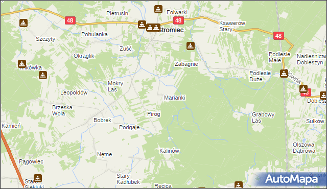 mapa Marianki gmina Stromiec, Marianki gmina Stromiec na mapie Targeo