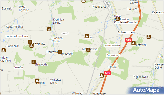 mapa Marianówka gmina Wilkołaz, Marianówka gmina Wilkołaz na mapie Targeo