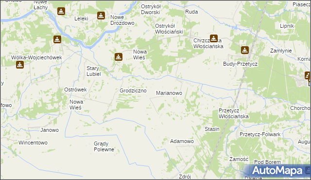 mapa Marianowo gmina Długosiodło, Marianowo gmina Długosiodło na mapie Targeo