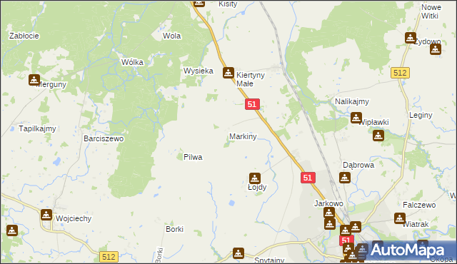 mapa Markiny, Markiny na mapie Targeo