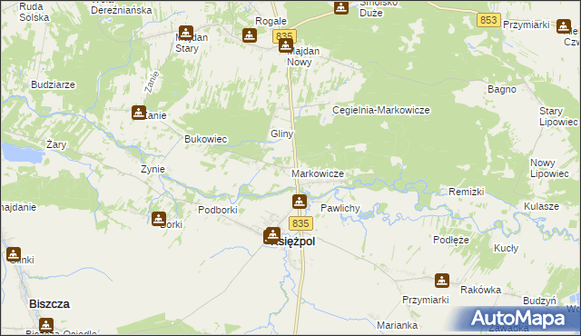 mapa Markowicze, Markowicze na mapie Targeo