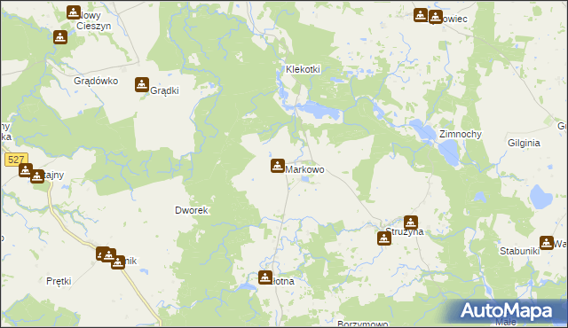 mapa Markowo gmina Morąg, Markowo gmina Morąg na mapie Targeo