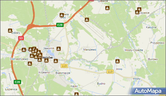 mapa Marszewo gmina Goleniów, Marszewo gmina Goleniów na mapie Targeo