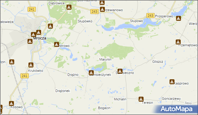 mapa Marynin gmina Sicienko, Marynin gmina Sicienko na mapie Targeo
