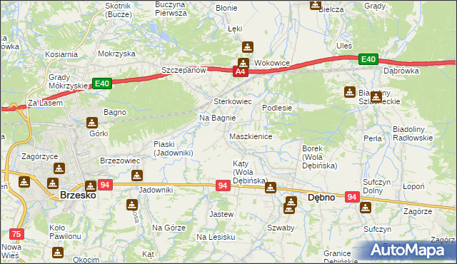 mapa Maszkienice, Maszkienice na mapie Targeo