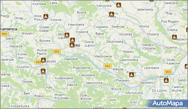 mapa Maszkowice gmina Łącko, Maszkowice gmina Łącko na mapie Targeo