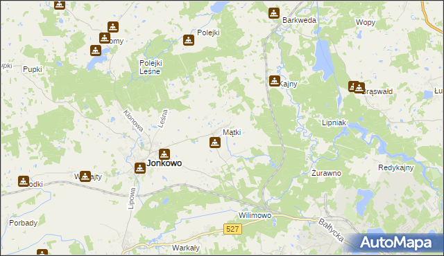 mapa Mątki gmina Jonkowo, Mątki gmina Jonkowo na mapie Targeo