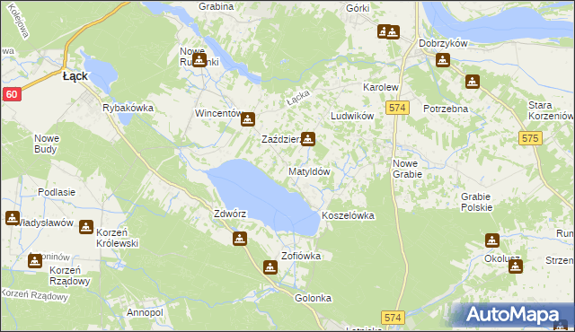 mapa Matyldów gmina Łąck, Matyldów gmina Łąck na mapie Targeo