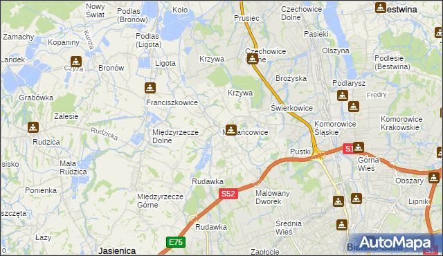 mapa Mazańcowice, Mazańcowice na mapie Targeo
