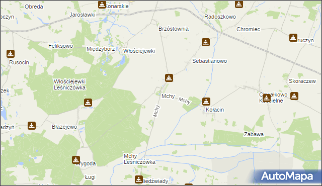 mapa Mchy gmina Książ Wielkopolski, Mchy gmina Książ Wielkopolski na mapie Targeo