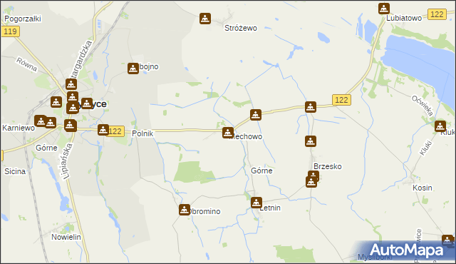 mapa Mechowo gmina Pyrzyce, Mechowo gmina Pyrzyce na mapie Targeo