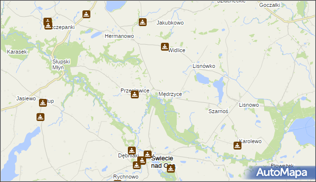 mapa Mędrzyce, Mędrzyce na mapie Targeo
