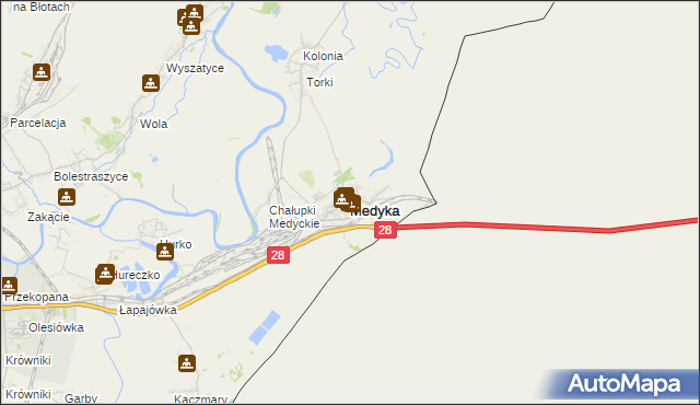 mapa Medyka, Medyka na mapie Targeo