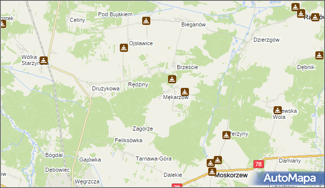 mapa Mękarzów, Mękarzów na mapie Targeo