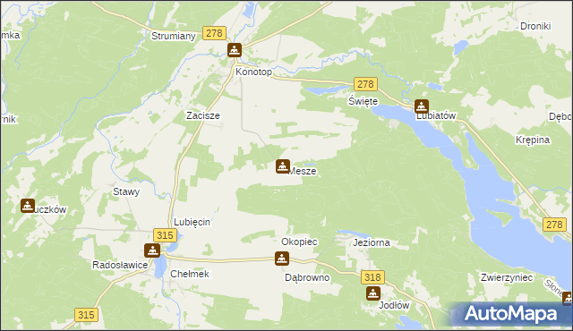 mapa Mesze, Mesze na mapie Targeo