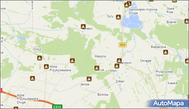 mapa Meszno gmina Garbów, Meszno gmina Garbów na mapie Targeo