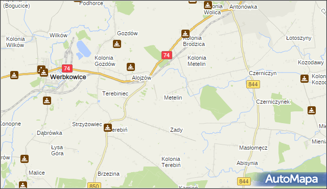 mapa Metelin gmina Hrubieszów, Metelin gmina Hrubieszów na mapie Targeo