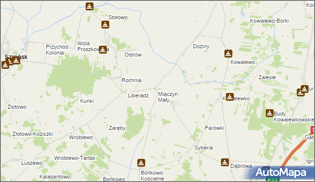 mapa Miączyn Mały, Miączyn Mały na mapie Targeo