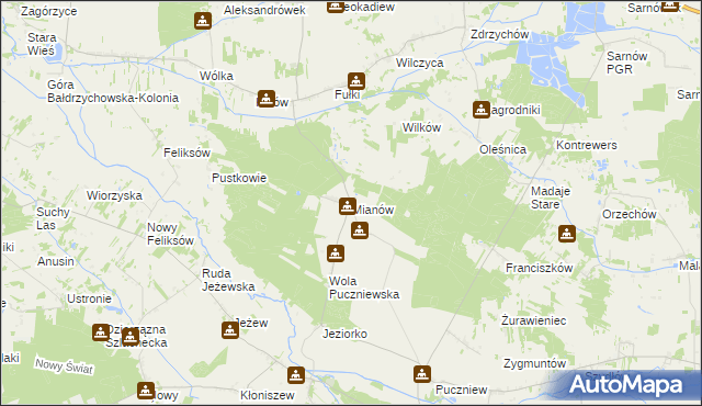 mapa Mianów, Mianów na mapie Targeo