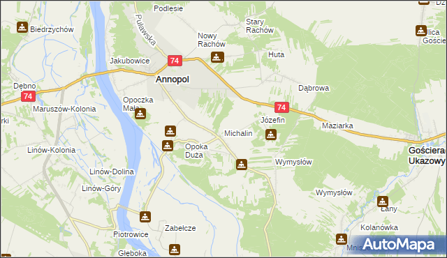 mapa Michalin gmina Annopol, Michalin gmina Annopol na mapie Targeo