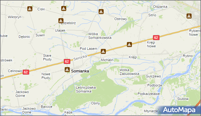 mapa Michalin gmina Somianka, Michalin gmina Somianka na mapie Targeo