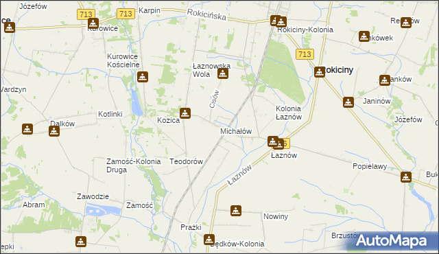 mapa Michałów gmina Rokiciny, Michałów gmina Rokiciny na mapie Targeo