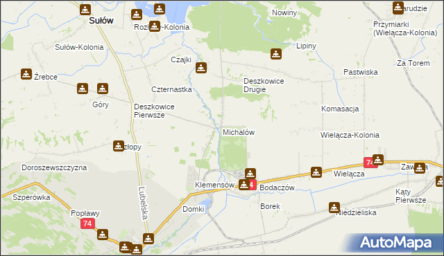 mapa Michalów gmina Sułów, Michalów gmina Sułów na mapie Targeo